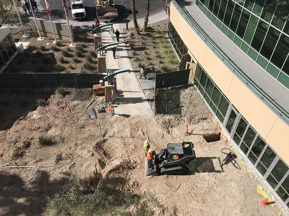 Front entrance to the ITC during construction.